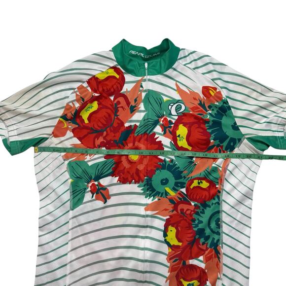PEARL IZUMI Womens Elite Cycling Jersey in Coral Peony Green Stripe Sz XXL #0877 - Picture 8 of 11